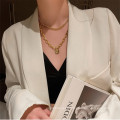 Artículo de cabeza de cadena de espesor salvaje personalizado para mujeres Cadena de collar retro de múltiples capas simples